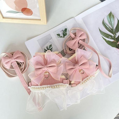 Rabbit Harness and Leash for Walking Escape Proof - Cute Skirt Mesh Breathable Bunny Vest Harness Outdoor Camping Hiking Training - Also Suit for Small Animals (Light Coffee,S)