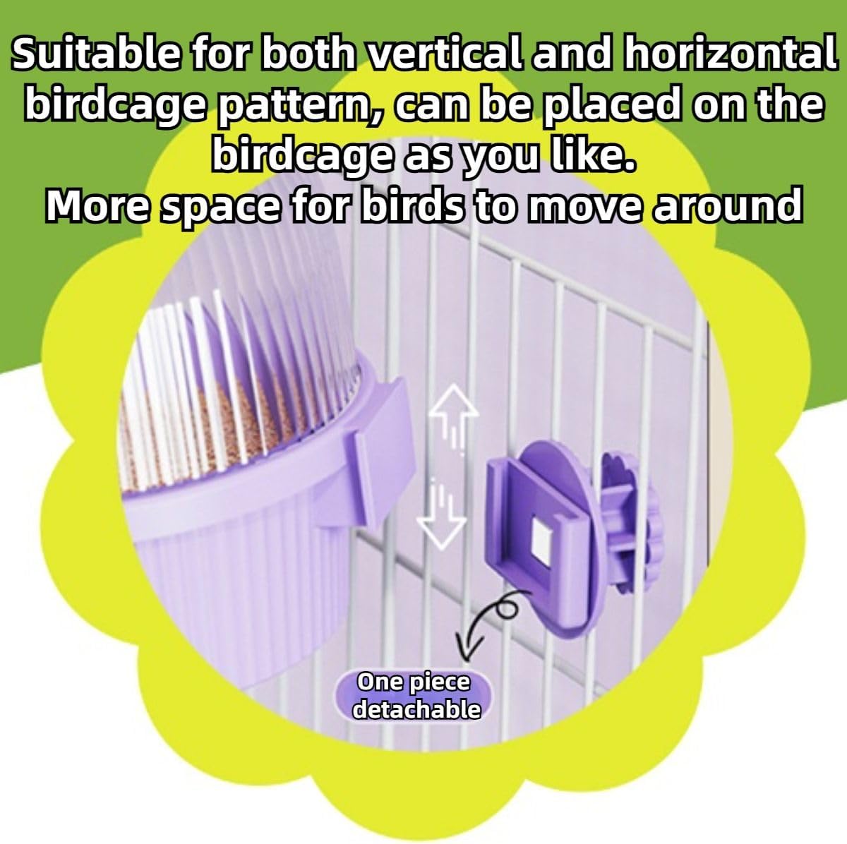 Bird Feeder for Cage – No Mess Feeder & Water Dispenser, Easy to Install and Clean, Semi-Enclosed Design Prevents Splashing (White)