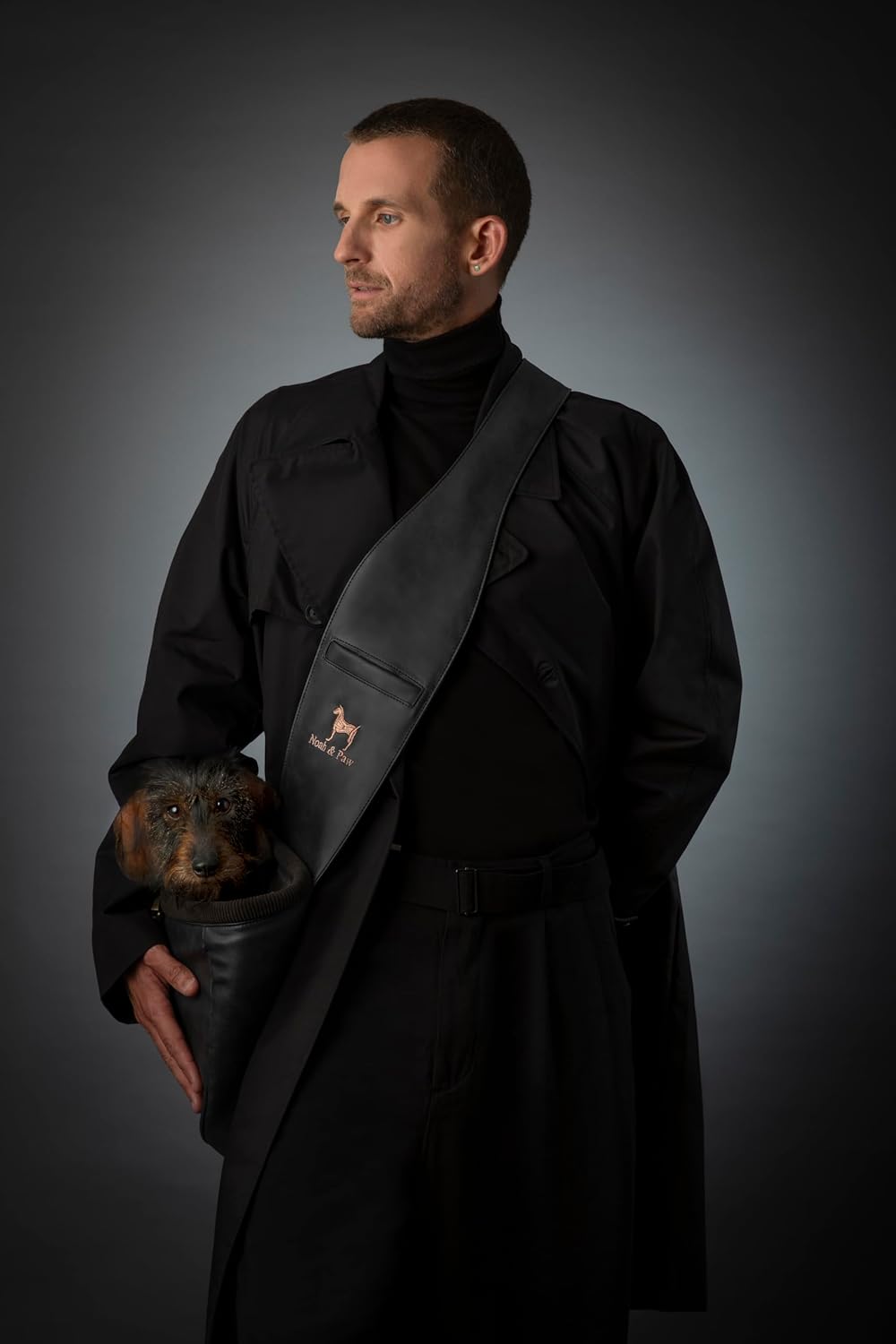 Noah & Paw Dog Sling Carrier for Small Dogs 5-18lb, Dog Sling for Small Dogs and Cats, Dog Carrier with Adjustable Padded Strap, Vegan Leather Lined with Fur, 3X Safety Features, Machine Washable