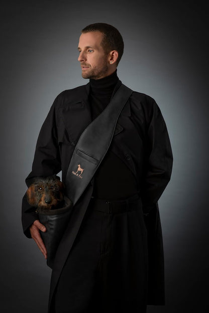 Noah & Paw Dog Sling Carrier for Small Dogs 5-18lb, Dog Sling for Small Dogs and Cats, Dog Carrier with Adjustable Padded Strap, Vegan Leather Lined with Fur, 3X Safety Features, Machine Washable