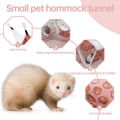 Rat Ferret Hammock Toys Cage Accessories, Guinea Pig Hideout Tunnel, Warm Bed for Rat Ferret Guinea Pig Sleep Hide and Play (4.Hammock)