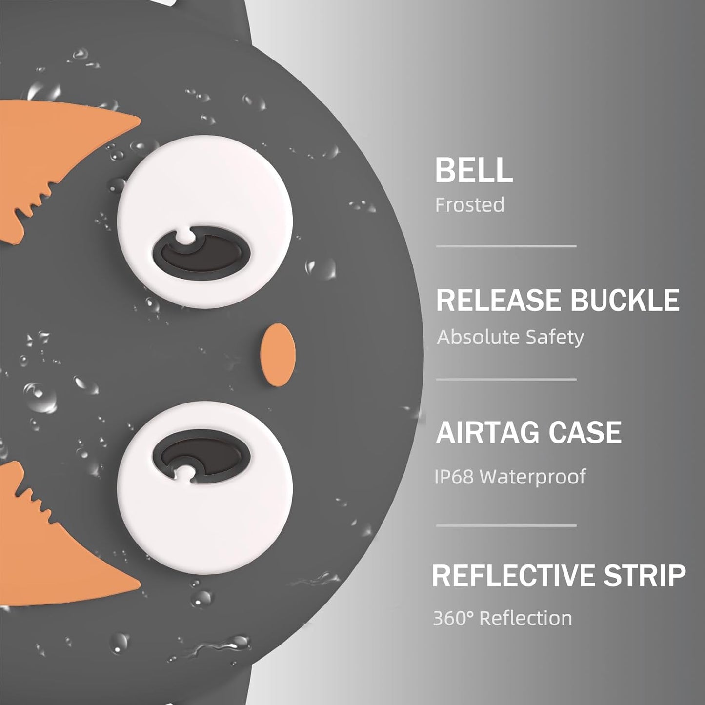 Airtag Cat Collar Breakaway, Reflective Kitten Collar with Apple Air Tag Holder and Bell for Girl Boy Cats, Lightweight Cat Collars for Apple AirTag, Hidden GPS Tracker Holder for Cats, Black (9-13")