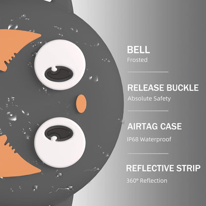 Airtag Cat Collar Breakaway, Reflective Kitten Collar with Apple Air Tag Holder and Bell for Girl Boy Cats, Lightweight Cat Collars for Apple AirTag, Hidden GPS Tracker Holder for Cats, Black (9-13")