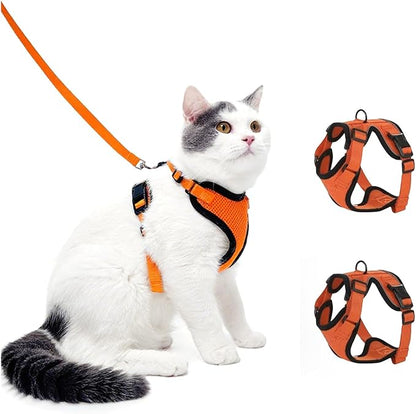 Luxelle 2 Pack Escape-Proof Cat Harness and Leash Set for Walking – Adjustable No Pull Soft Vest with Easy-Wear Buckle, Reflective Straps, Breathable Mesh – Outdoor Travel Harness for Cats & Kittens