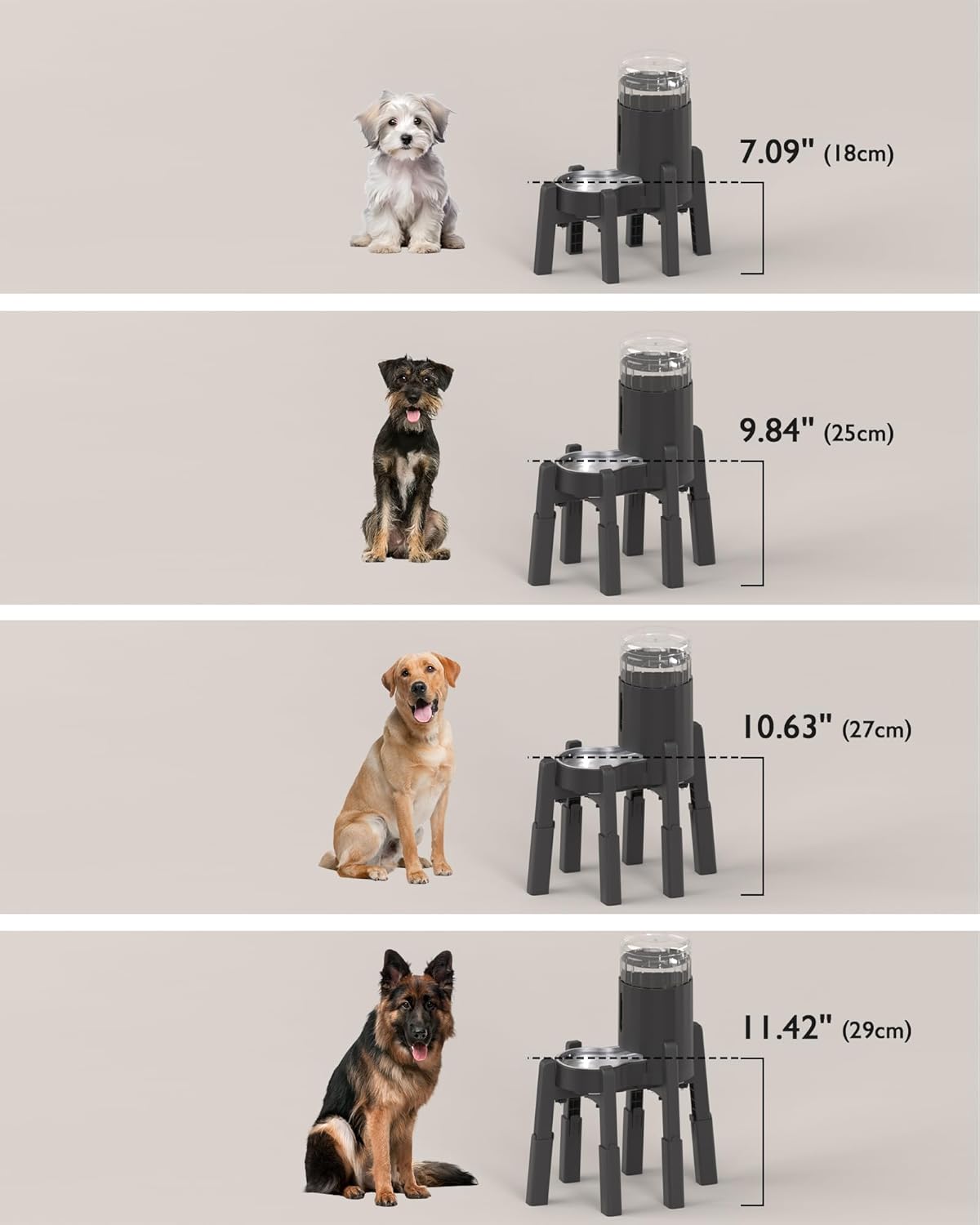 CZPET Dog Water Dispenser Stand, Holder for Pet Automatic Feeders, Width and Height Adjustable Elevated Stand for Pet Feerders, Suitable for Large Dogs [Stand Only]