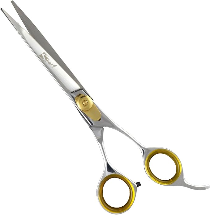Sharf Gold Touch Pet Grooming Shears, 7.5 Inch Curved Shears, 440c Stainless Steal Japanese Shears, Pet Grooming Curved Scissors Dog Shears