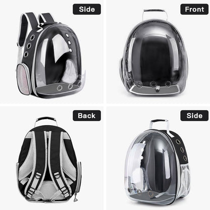 Pet Backpack Carrier with Harness Backpack with Bubble Clear Front for Cats, Small Dogs, Bunnies etc with Harness Included, Pet Carrier for Traveling, Walking, Hiking and Outdoor Activities