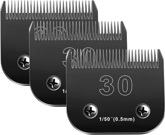 30 Blades Dog Grooming Blades Compatible with Andis/Oster A5/Wahl KM-10 Series Dog Clippers,Detachable Clipper Replacement Blade,Black,(30#/3PC)