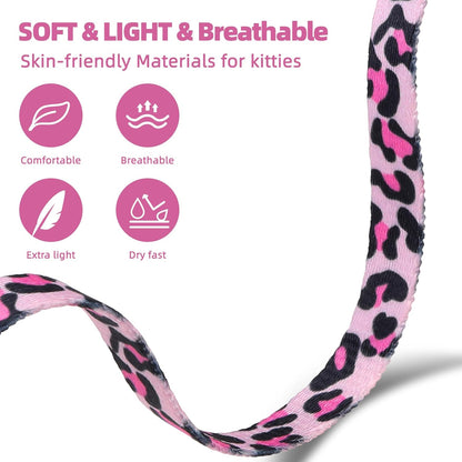 PAWCHIE Cat Harness and Leash Set, Cats Escape Proof-Adjustable Kitten Harness Lightweight Soft Outdoor Walking Travel Pet Safe Harness, Puppy Harness for Girl Cats Bunny Rabbit Small Dog, Pink M