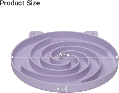 Slow Feeder Cat Bowl, Easy to Clean Silicone Bowl, Ideal for Dry and Wet Food (Purple and White)