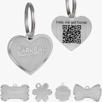Dog Tags Personalized for Pets,Dog Name Tags QR Code,No Subscription Fees,Modifiable Pet Online Profile,Stainless Steel,No App Required,for Dogs and Cats Small,Medium,Large(Heart,Regular)