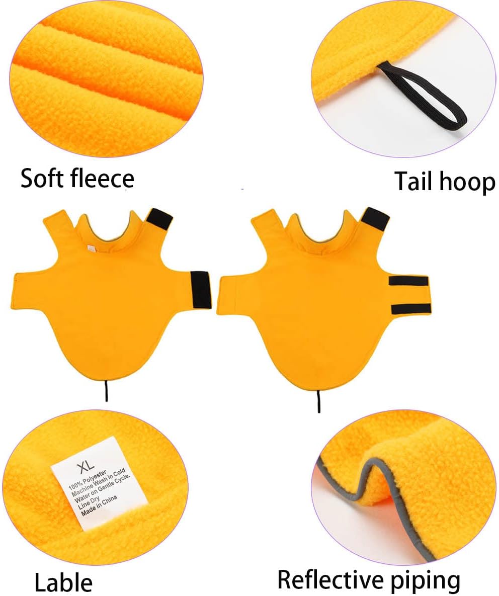 Fleece Dog Coat Pet Jacket Reflective for Cold Weather for Extra Large to Small Pets(Yellow,L)