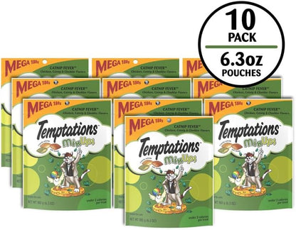 Temptations MixUps Catnip Fever Flavor Crunchy and Soft Cat Treats, 6.3 oz. Pouch (Pack of 10)