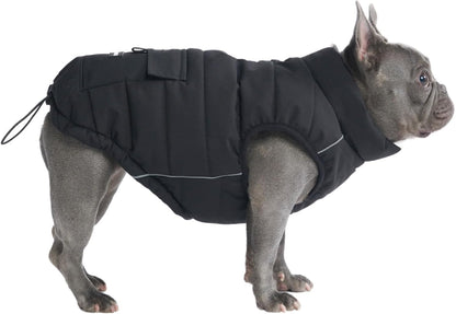 Spark Paws Dog Winter Jacket, Water-Resistant Coat, Warm Reflective Windproof Fleece-Interior, for Medium and Large Dogs - Black - XXL