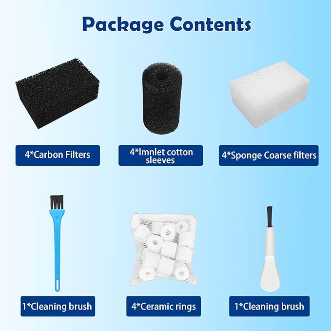 Aquarium Filter Media Replacement for AquaClear 30 Power Filter,Three-Stage Filtration Tank Filter Maintenance Kit,Fish Tank Filter for 10- to 30-Gallon Aquariums