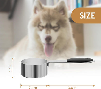 2PCS 1/4CUP(59ml) Dog Cat Food Scoop, Stainless Steel Measuring Cup, Metal Pet Scooper with Inner Precision Scale Measurement