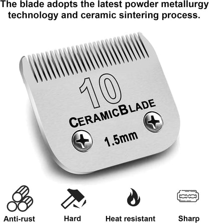7pcs Dog Grooming Blades Compatible with Andis/Wahl/Oster Dog Clippers,Detachable Ceramic Blade & Stainless Steel Blade,Size:#3FC+4FC+5FC+7FC+10+30+40