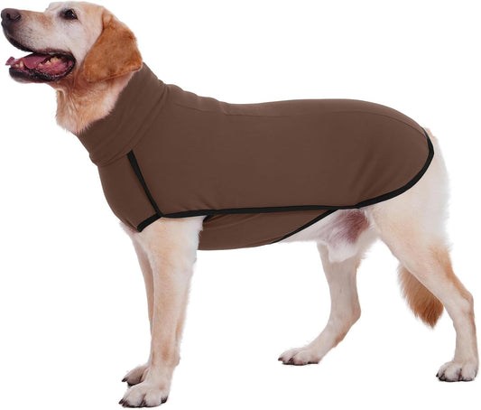 ROZKITCH Thick Dog Sweatshirts for Large Dogs, Pet Windproof Warm Cold Weather Jacket Vest Cozy Jumpsuit Apparel Outfit Clothes for Walking Hiking Travel Sleep Brown 3XL