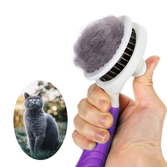 Cat Grooming Brush, Pets Skin Friendly Self Cleaning Slicker Massage Brushes for Shedding Dogs Cats Hair Gentle Remove Loose Undercoat with Long or Short Hairs for All Fur Type- UPGRADED