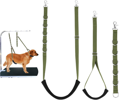 Dog Grooming Loops Supplies Pet Dog Grooming Belly Straps Belly Band Black Solf Comfrotable & Adjustable Grooming Tools for Grooming Tables Arms Ideal for Groomers(Army Green)