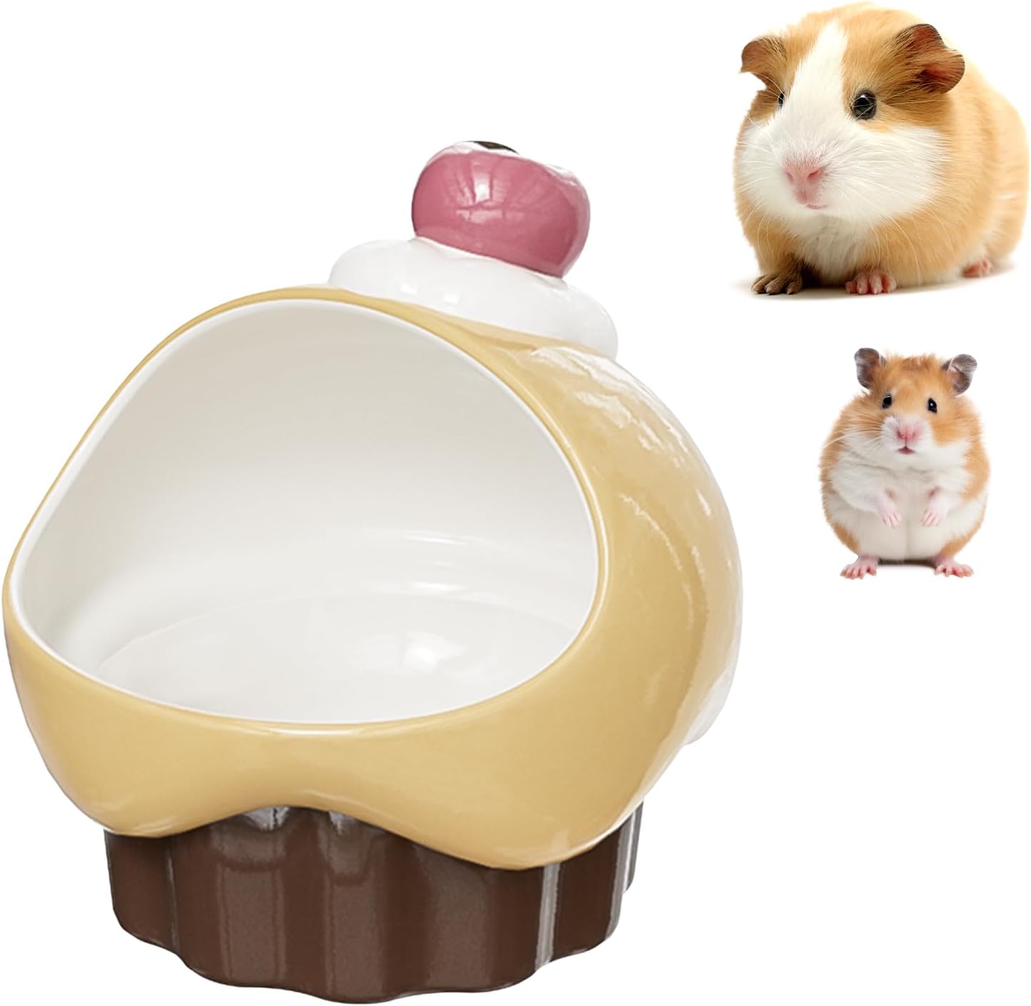 Mini&moe Hamster Food Bowl - Ceramic Guinea Pig Bowl Chew-Proof Anti-Turning Small Animal Food Dish for Dwarf Hamster, Gerbil, Rat