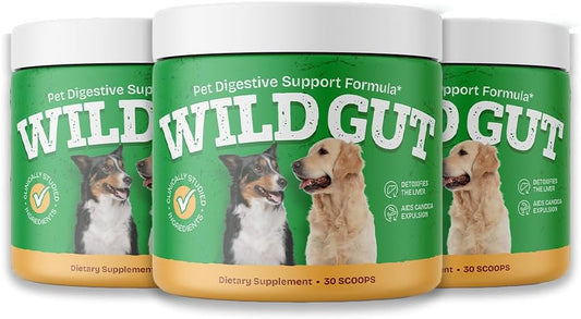 Wild Gut - Natural Probiotic Supplement for Pets | Supports Digestive Health & Gut Microbiome | 8 Probiotic Strains | 3 Bottles