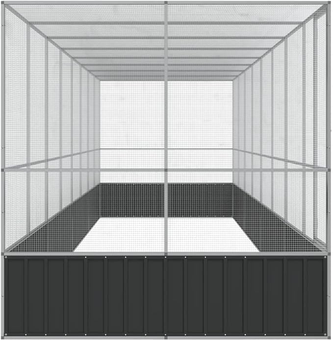 Galvanized Steel Large Flight King Bird Cage with Extension, Steel Outdoor Aviary, Outdoor Indoor Large Bird Cage Aviary Pet House for Cockatiels African Parakeets, 327.6"x81.5"x83.5",-312