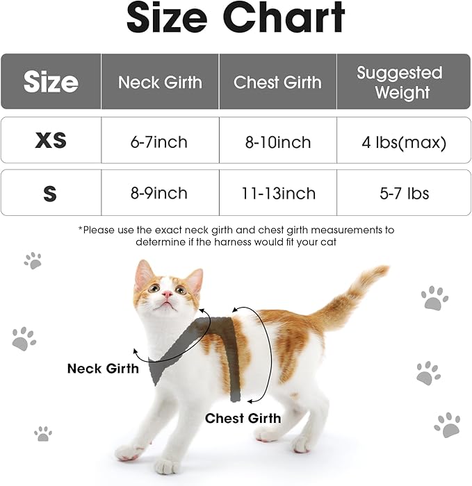 Cat Harness and Leash Set for Walking Escape Proof, Soft Adjustable Kitten Harness Breathable Mesh with Reflective Strips Harness for Kitty Puppy Bunny (Black, Medium)