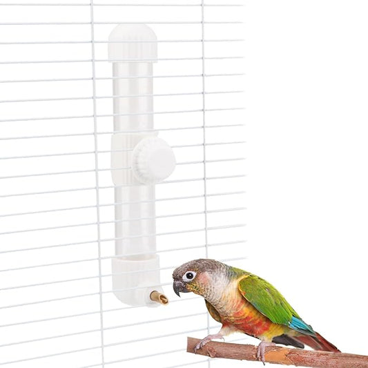Hypeety Leak-Proof Bird Water Bottle for Cage Clear No Spill Automatic Parrot Water Dispenser with Spring Valve for Small Parrots Budgies Finches Cockatiels Lovebirds (White, 9.4 oz/280 ml)