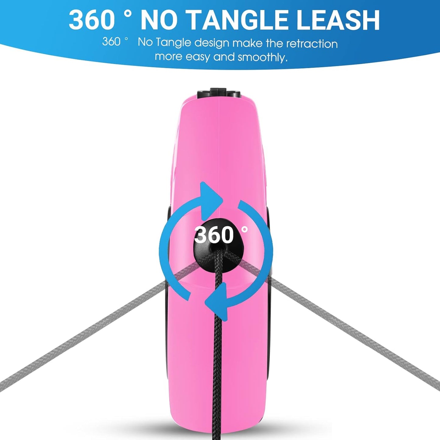 Retractable Dog Leash, 26 Ft Heavy Duty Pet Walking Leash for Small Medium Large Dogs up to 99lbs, Anti-Slip Handle, 360 ° No Tangle, Nylon Tape, One-Handed Brake (Pink)