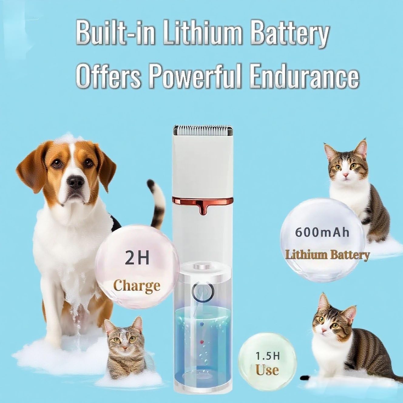 4 in1 Pet Dog Grooming Clippers Cat Nail Clipper&Paw Trimmer Dog Hair Trimmer-Low Noise Rechargeable - Cordless Quiet Pet Grooming Supplies for Dogs Hair Nail Clippers Around Eyes and Ears(White)