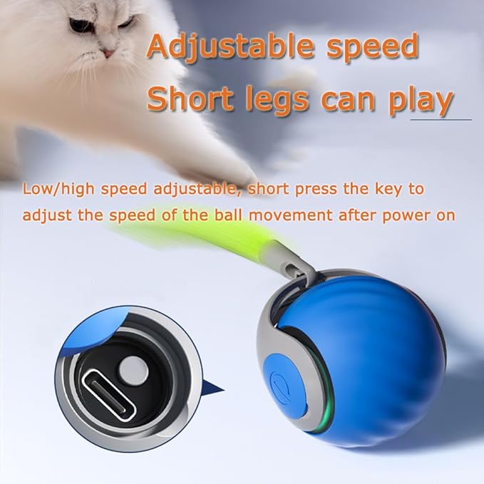 Speedy 2.0 Tail Cat Toys for Bored Indoor Adult Cats,2025 New Generation Interactive Cat Toys for Indoor Cats,Automatic Moving Ball with Tail,Orange