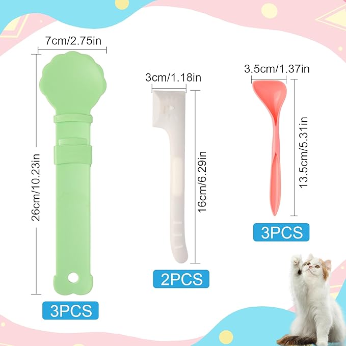 Cat Treat Dispenser Cat Treat Spoon Squeeze 8PCS Lickable Cat Holder with Cat Strip Feeder Spoon and Temptations Licky Treats Happy Cat Tube and Squeeze Up Cat Food Spoons for Wet Food (Sun Flower)