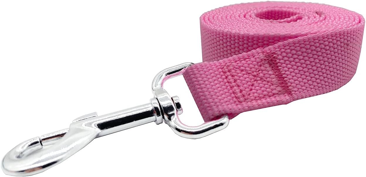 Nylon Dog Training Leash, Traction Rope, 4Ft /5 Foot /6 Feet Long, 5/8 inch 3/4 Inch 1 Inch Wide, for Small and Medium Dogs (3/4'' x 4 F, Pink)