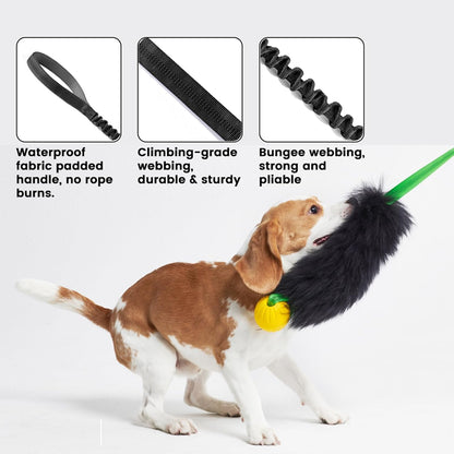 HOWGO Dog Rope,Dog Bungee Chaser 100% Sheepskin,Sheep Smell Tug for All Breeds(Green, Long Without Ball 2Pack)