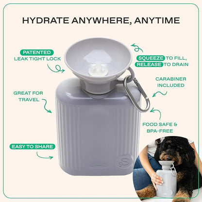 Springer by Springland Dog Water Bottle | Portable Travel Water Bottle Dispenser for Dogs | Dog Gift Seen on Oprah's Favorite Things, Shark Tank | Leak-Proof Bottles | BPA-Free 44oz Gray