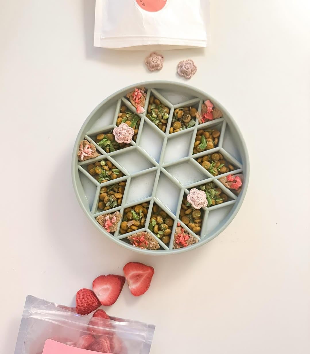 OHMO Slow Feeder Dog Bowls (Diamond, 8" Celestial) Enrichment Toy Soft Silicone Food Safe Feeding Bowl Non Slip Suction Cup for All Breed Pet, Cat Slow Down Eating Dishes, Boredom and Anxiety Reducer