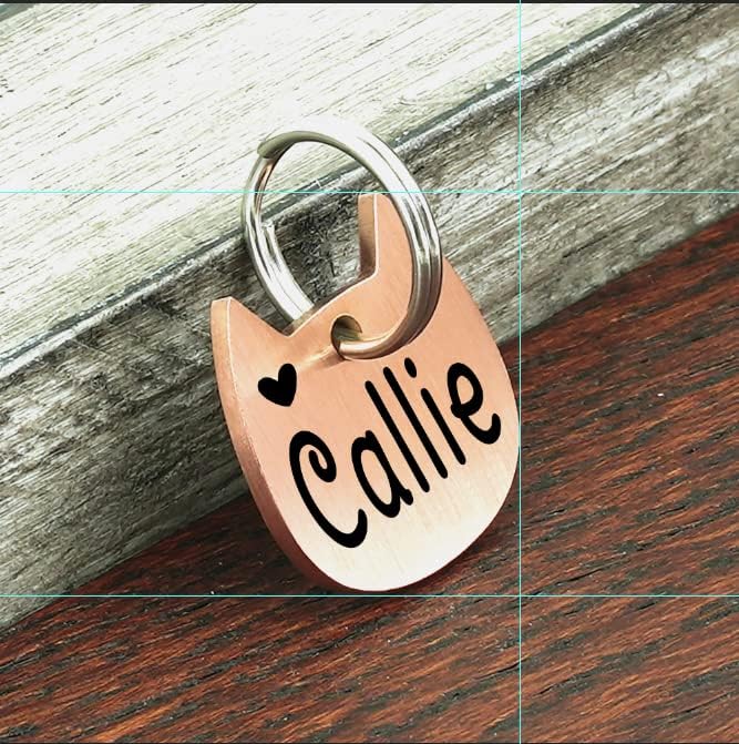 Ultra Joys Cat ID Tag Personalized Pet Tags, Durable Stainless Steel Small Pet Mini Dog Cat Tag Lightweight - Cathead Tag in Rose Gold