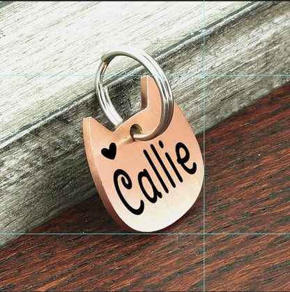 Ultra Joys Cat ID Tag Personalized Pet Tags, Durable Stainless Steel Small Pet Mini Dog Cat Tag Lightweight - Cathead Tag in Rose Gold