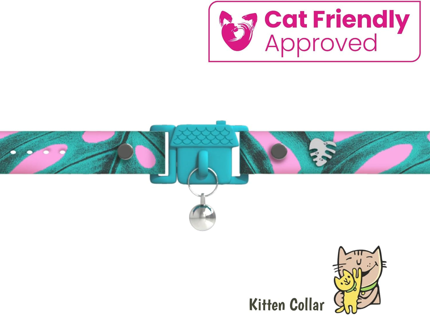 Kittyrama Botanicals Monstera Kitten Collar. Award Winning. Hypoallergenic, Quick Release Breakaway, Comfy & Soft. Vet Approved. Other Styles Available