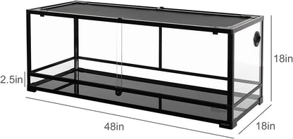 REPTI ZOO 67 Gallon Reptile Large Terrarium Newly Upgraded All Glass 48" x 18" x 18" Double Hinge Door with Top Ventilation Reptile Terrarium(Knock-Down)