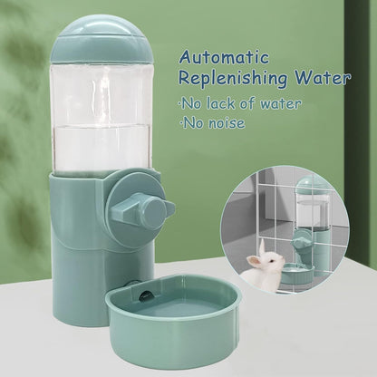 Tfwadmx Rabbit Watter Bottle 17oz Hanging Guinea Pig Automatic Water Dispenser No Drip Small Animal Cage Water Feeder Bowl for Bunny Chinchilla Hedgehog Ferret 2PCS (Grey)