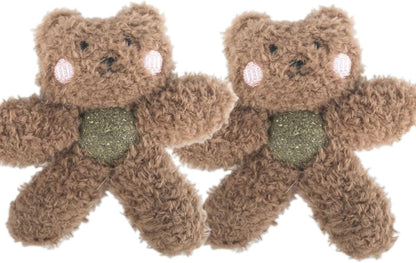 Cat Toys with Catnip Kitten Chew Bite Supplies Boredom Relief Fluffy Kitty Teeth Cleaning Chewing Cat Lovers Interactive Plush Gift (Bear&Bear)