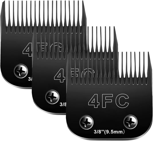 4F Blades Dog Grooming Blades Compatible with Andis/Oster A5/Wahl KM-10 Series Dog Clippers,Detachable Clipper Replacement Blade,Black(4FC/3PCS)