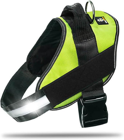 Non Pull Dog Harness with Patch Panels and Handle, Adjustable, Reflective, No Choke, Heavy Duty Easy On Service Dog Vest Harnesses for Medium Large Small Sized Dogs - Green, S