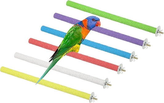 Parrot Perch, Wooden Parrot Perch Stand Toy, Paw Grinding Stick, Bird Cage Accessories, 11.8 x 0.6in (6 Colors, 6 Pcs) Birds Toys Intended for Cage/Parakeets/Conure/Budgie