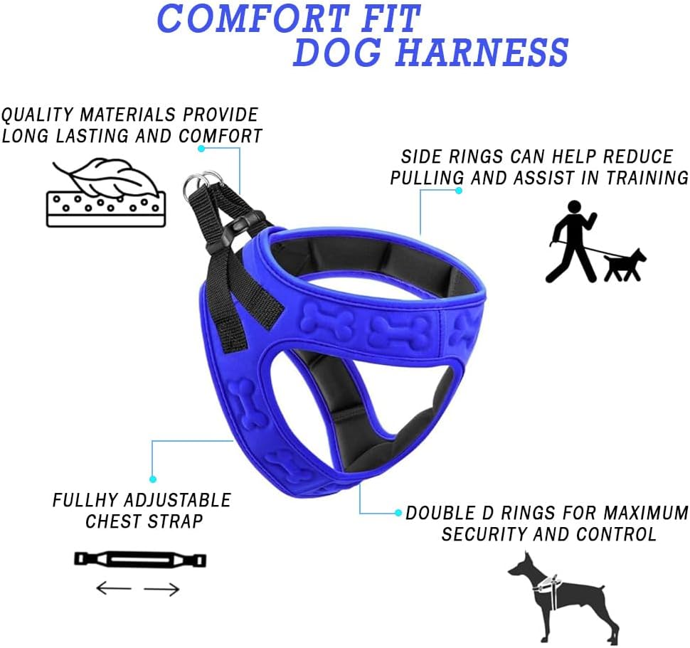 Comfort Fit Dog Harness Soft Padded No Pull Harness with Adjustable Buckles for Small Medium Large Dogs Step in Pet Vest with Easy Control Handle for Walking Jogging Running Training Dogs & Puppies