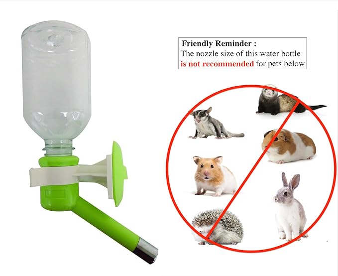 Choco Nose Patented No-Drip Dog Water Bottle/Feeder for Dogs/Cats and Other Small-Medium Sized Animals - for Cages, Crates or Wall Mount. 11.2 Oz. Mess Free Leak-Proof Nozzle 16mm, Apple Green (H590)