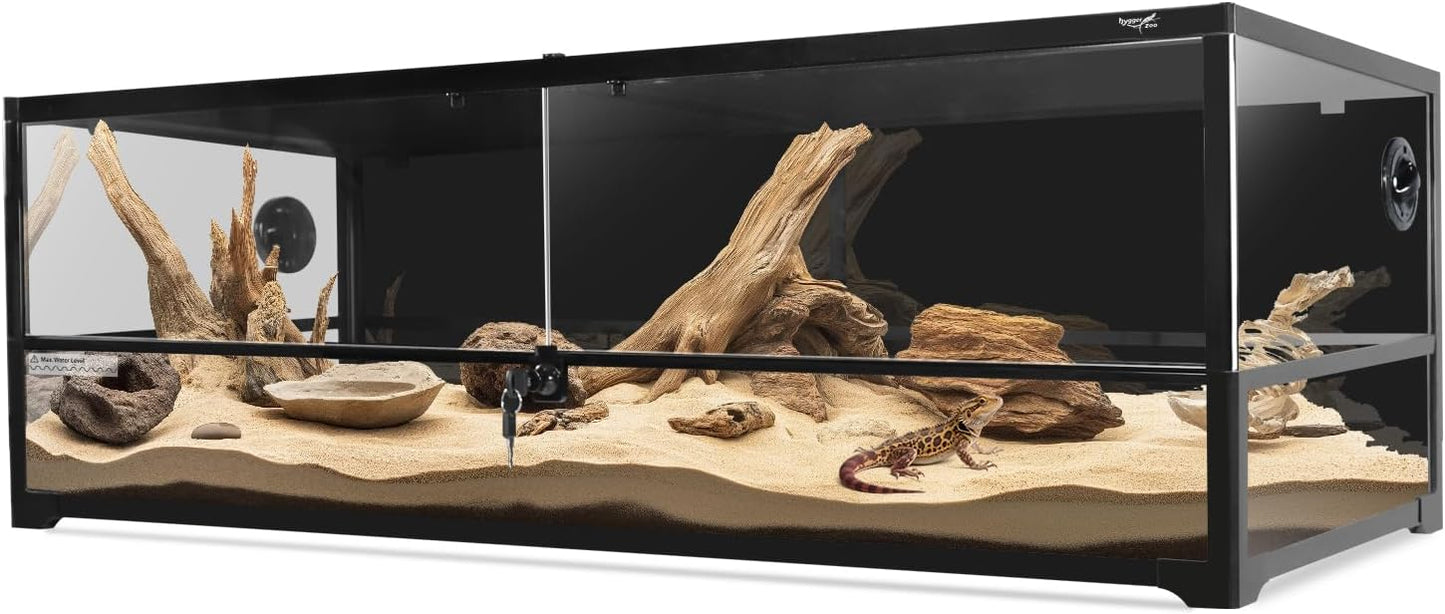 Glass Reptile Terrarium 24" x 18"x 48"Front Opening Chameleon Cage ull View Glass Terrarium Tank with Double Hinge Door for Reptiles Amphibians, Bearded Dragon Gecko Lizard Snake