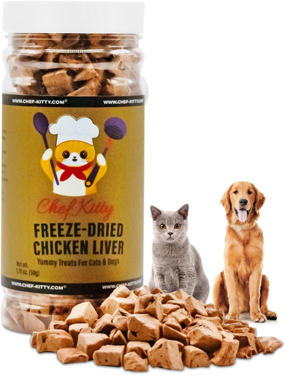 Freeze-Dried Chicken Liver Treats for Cats & Dogs – 100% Human Grade, Single Ingredient, High-Protein, Healthy Snack – No Additives or Preservatives – 1.7oz - Inspected & Tested in USA